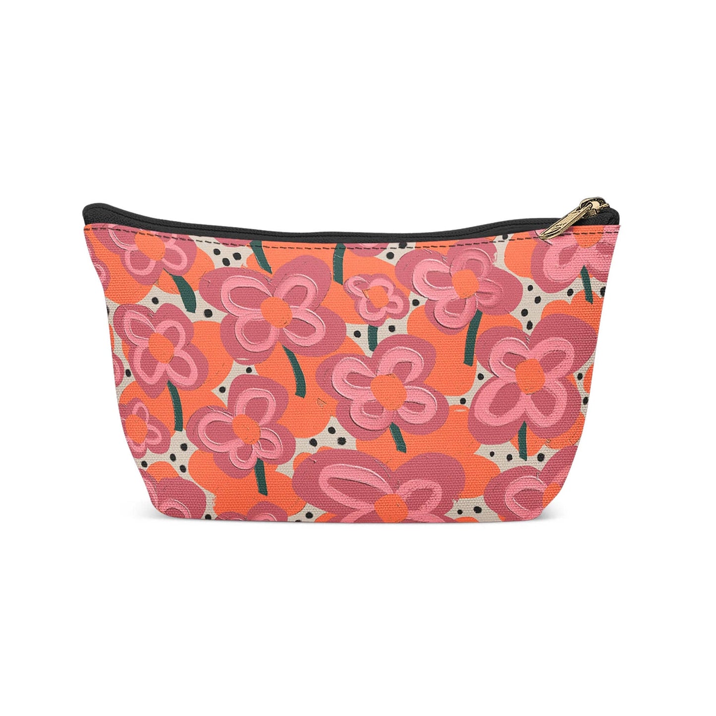 Painted Pink Flowers Makeup Bag - HypeSheriff
