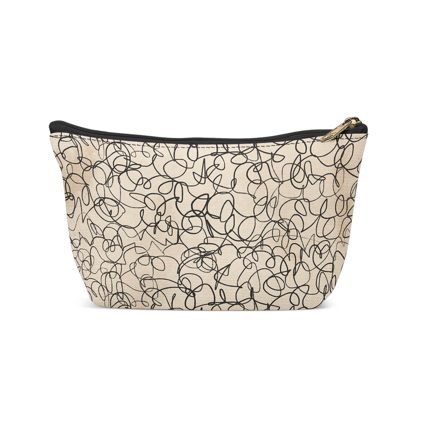 Black Abstract Line Art Makeup Bag - HypeSheriff