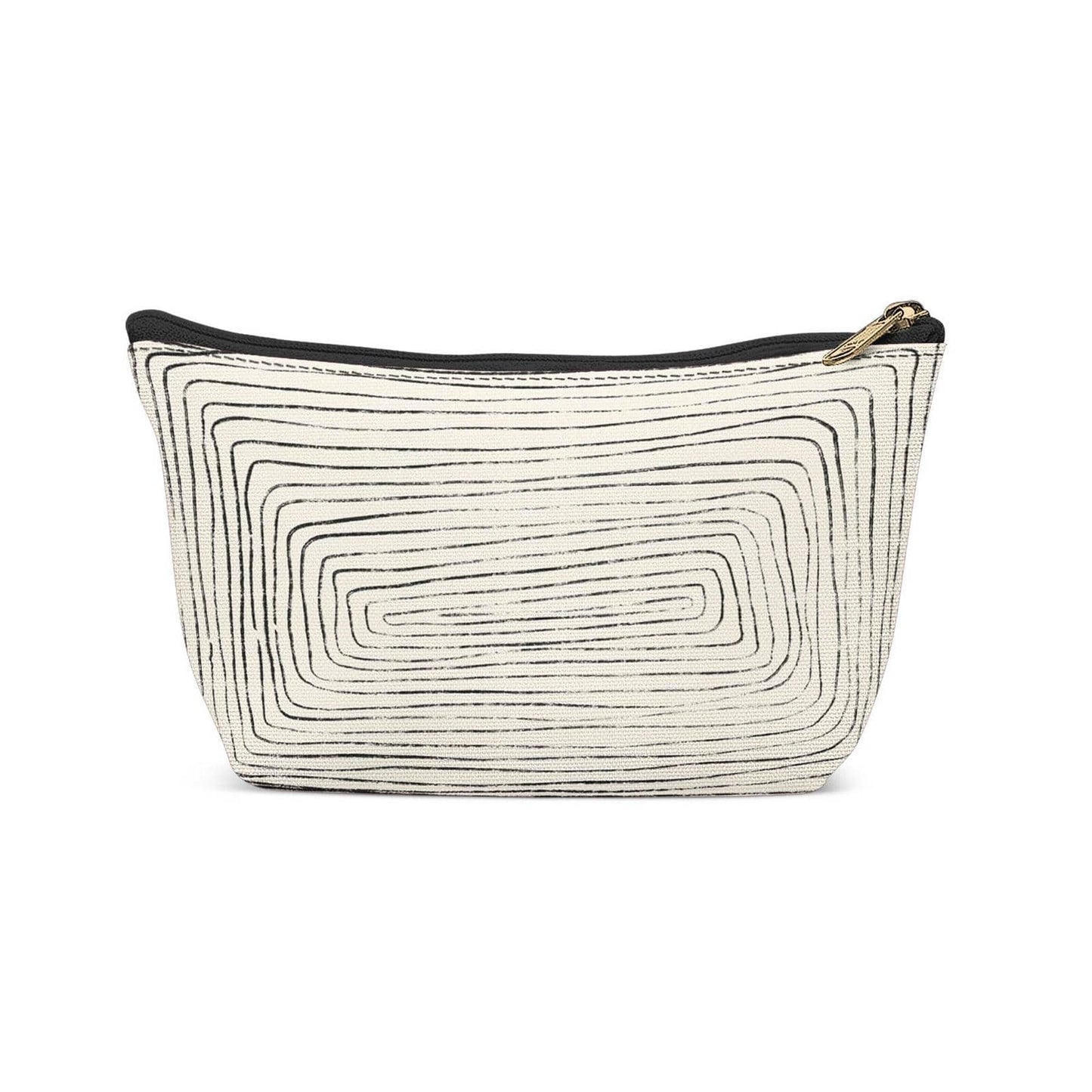 Minimalist Maze Black White Makeup Bag - HypeSheriff