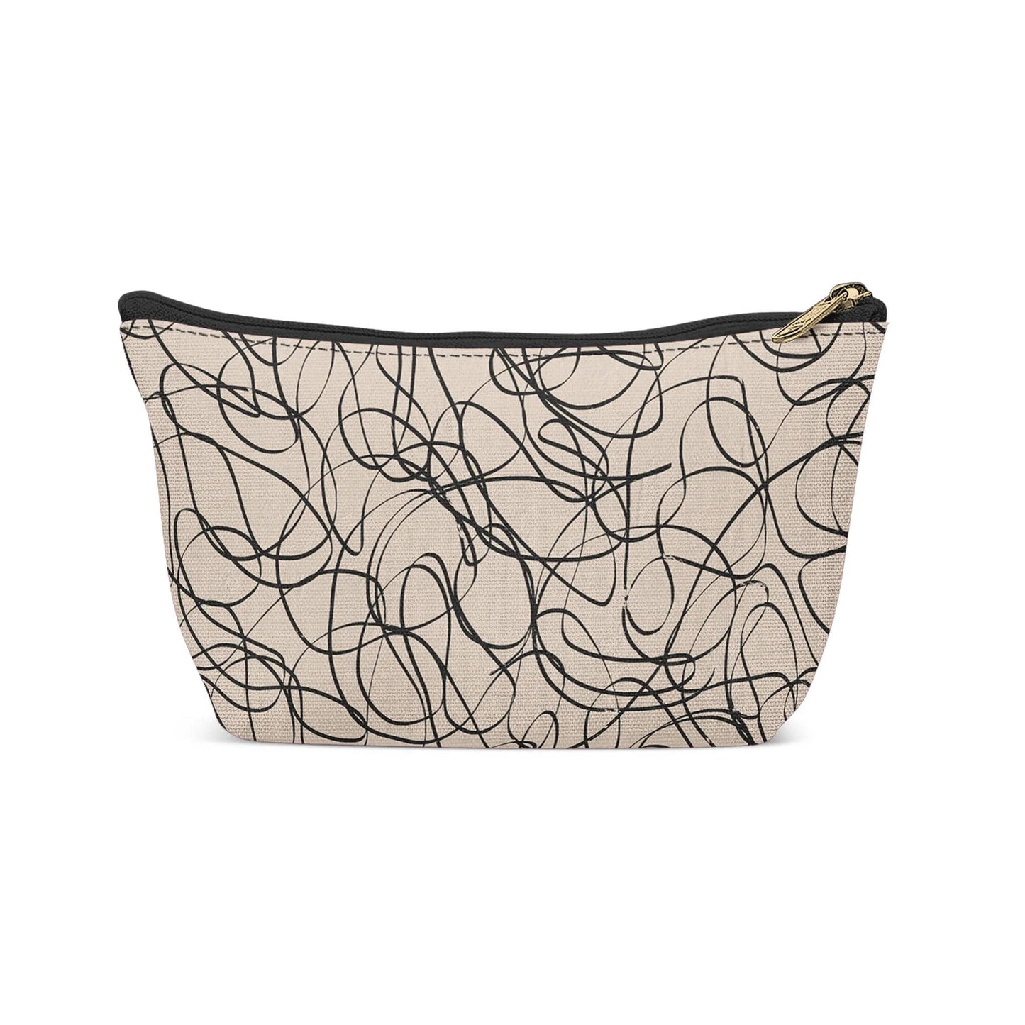 Line Art Swirl Beige Makeup Bag - HypeSheriff