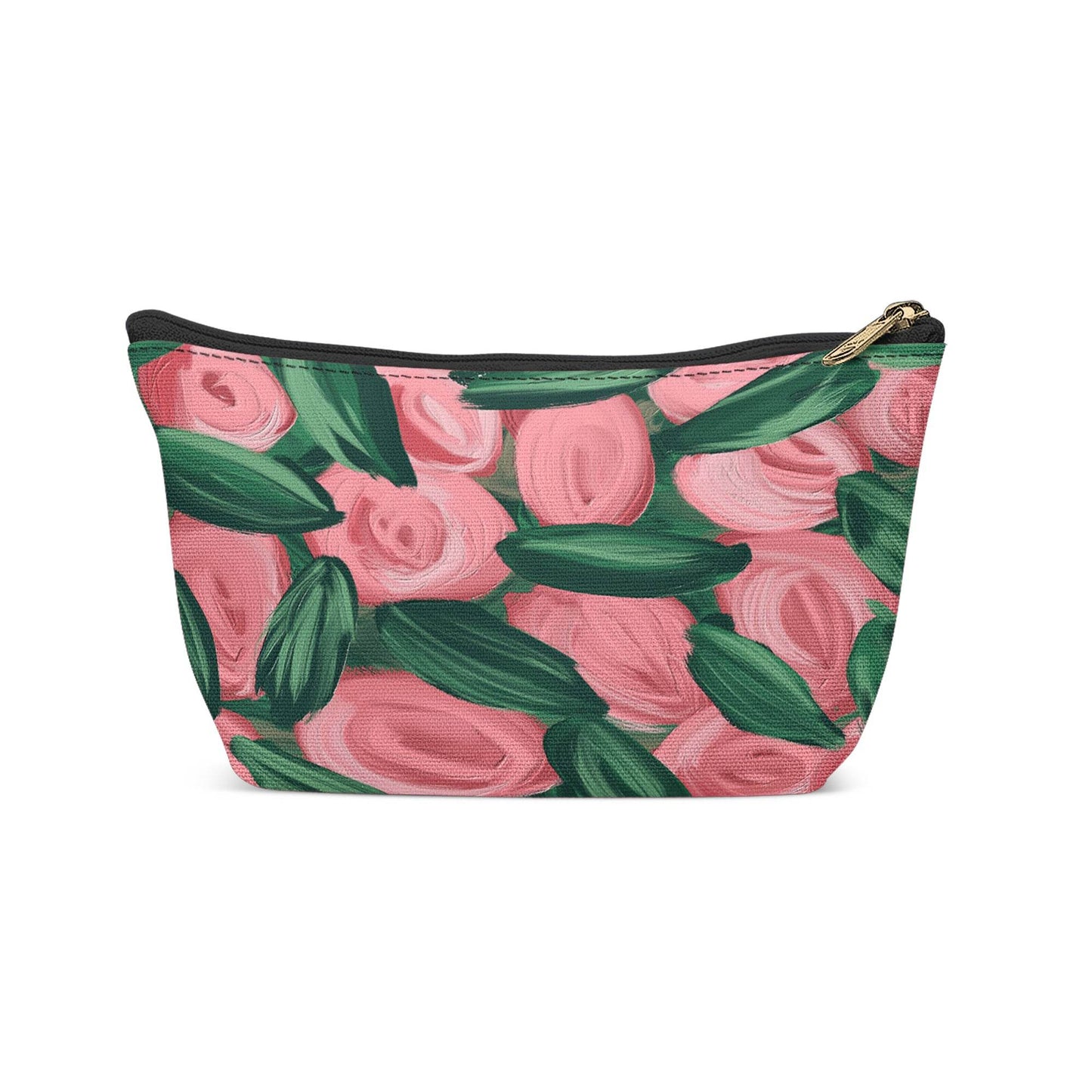 Painted Pink Roses Pattern Makeup Bag - HypeSheriff