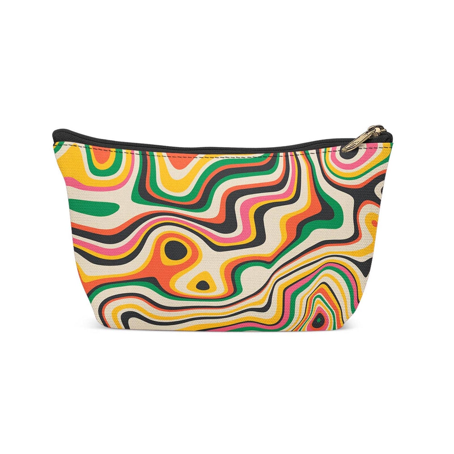 Colorful Liquid Swirl 60s 70s Makeup Bag - HypeSheriff