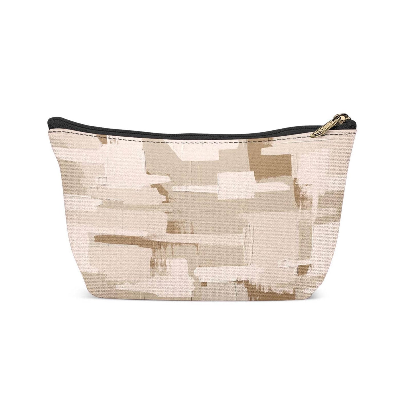 Beige Neutral Brushstrokes Makeup Bag - HypeSheriff