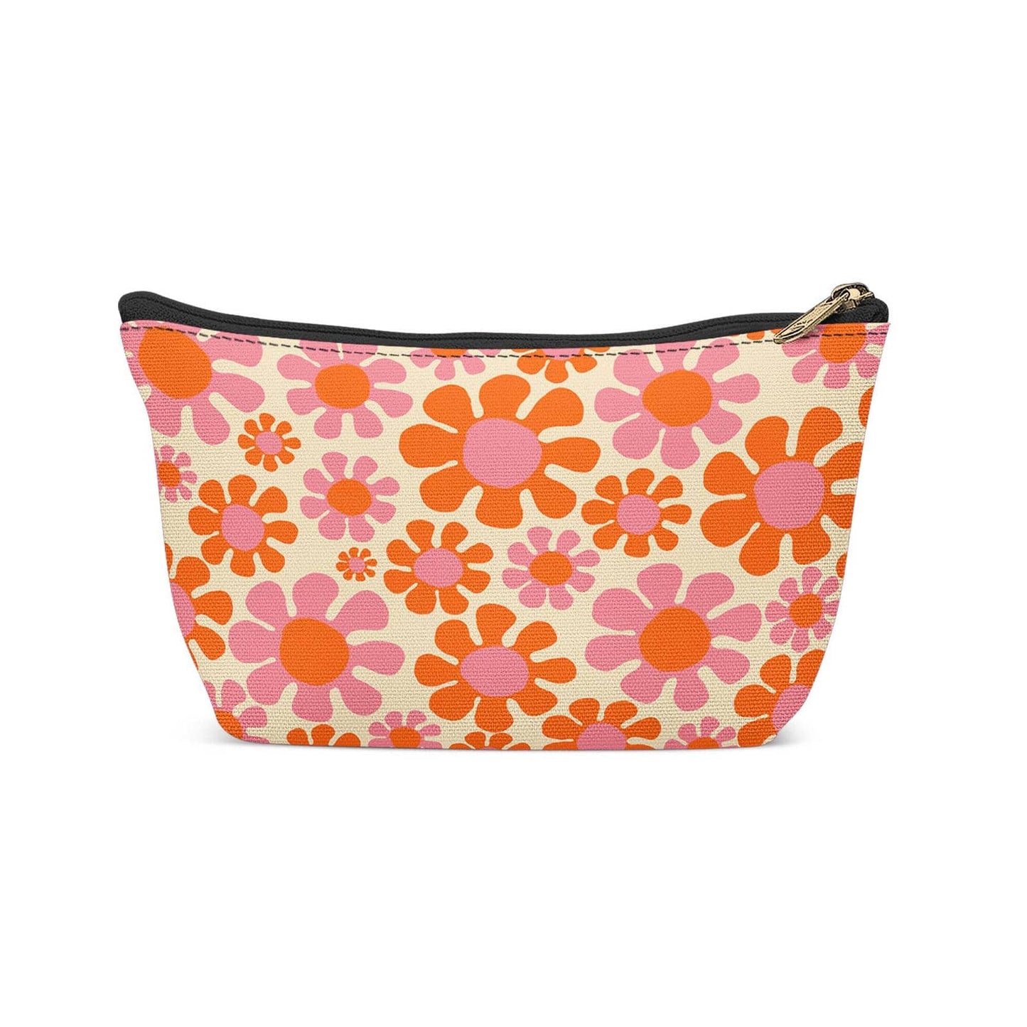 Retro 60s Flowers Pattern Makeup Bag - HypeSheriff