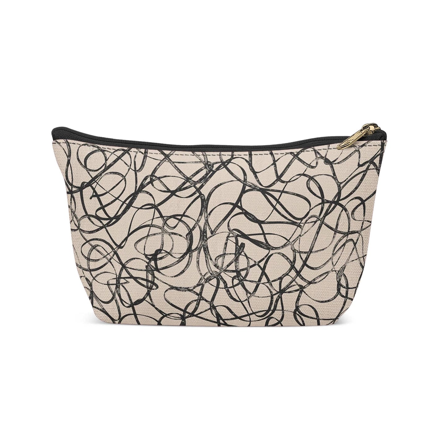 Black Line Swirl Pattern Makeup Bag - HypeSheriff