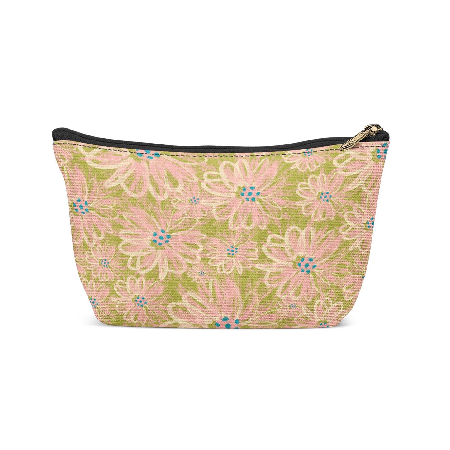 Green Floral Painted Travel Makeup Bag - HypeSheriff