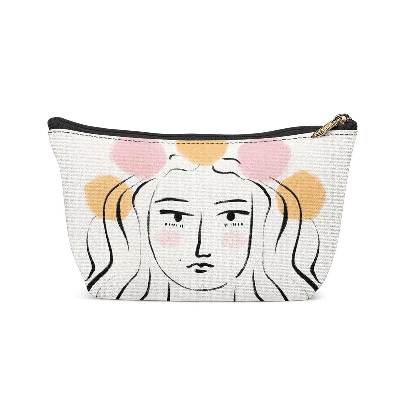Cute Woman Face Line Art Makeup Bag - HypeSheriff