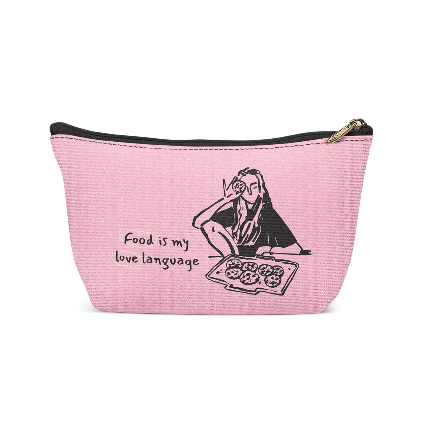 Pink Funny Foodie Woman Makeup Bag - HypeSheriff