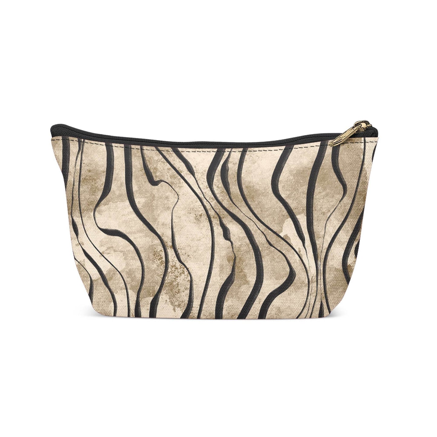 Abstract Beige Animal Print Makeup Bag - HypeSheriff