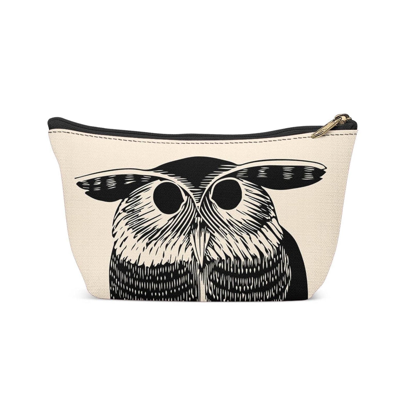 Cute Owl Handmade Linocut Makeup Bag - HypeSheriff
