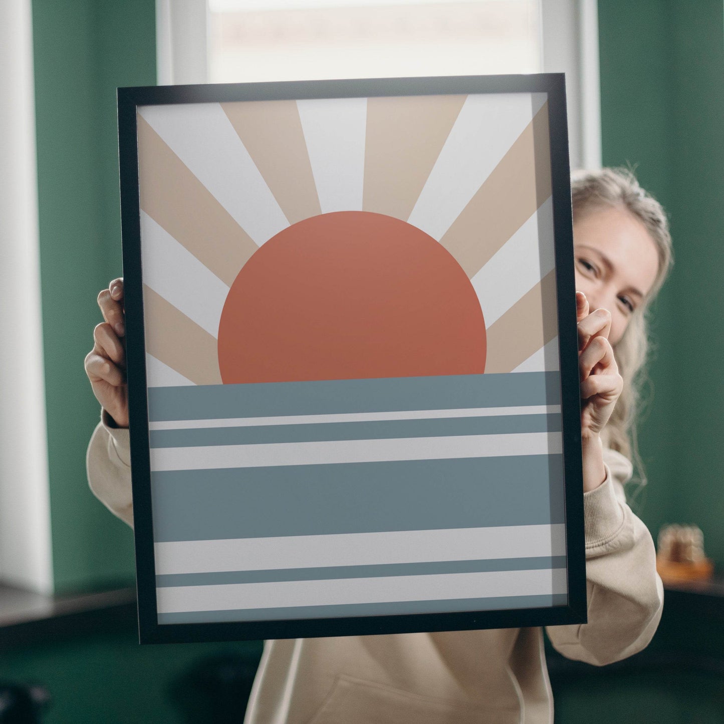 Geometric Sunset in Pastel Colors - HypeSheriff