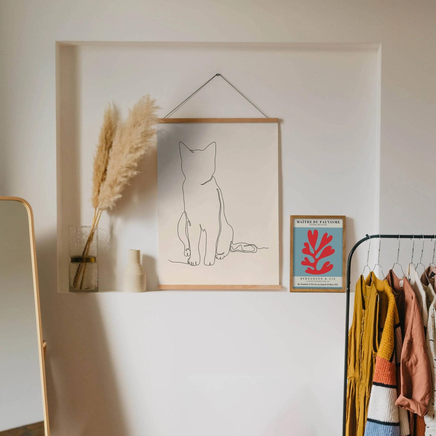 Minimalist Cat Line Art Poster - HypeSheriff