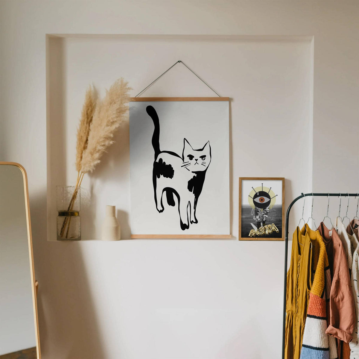 Handdrawn Funny Cat Minimalist Poster - HypeSheriff