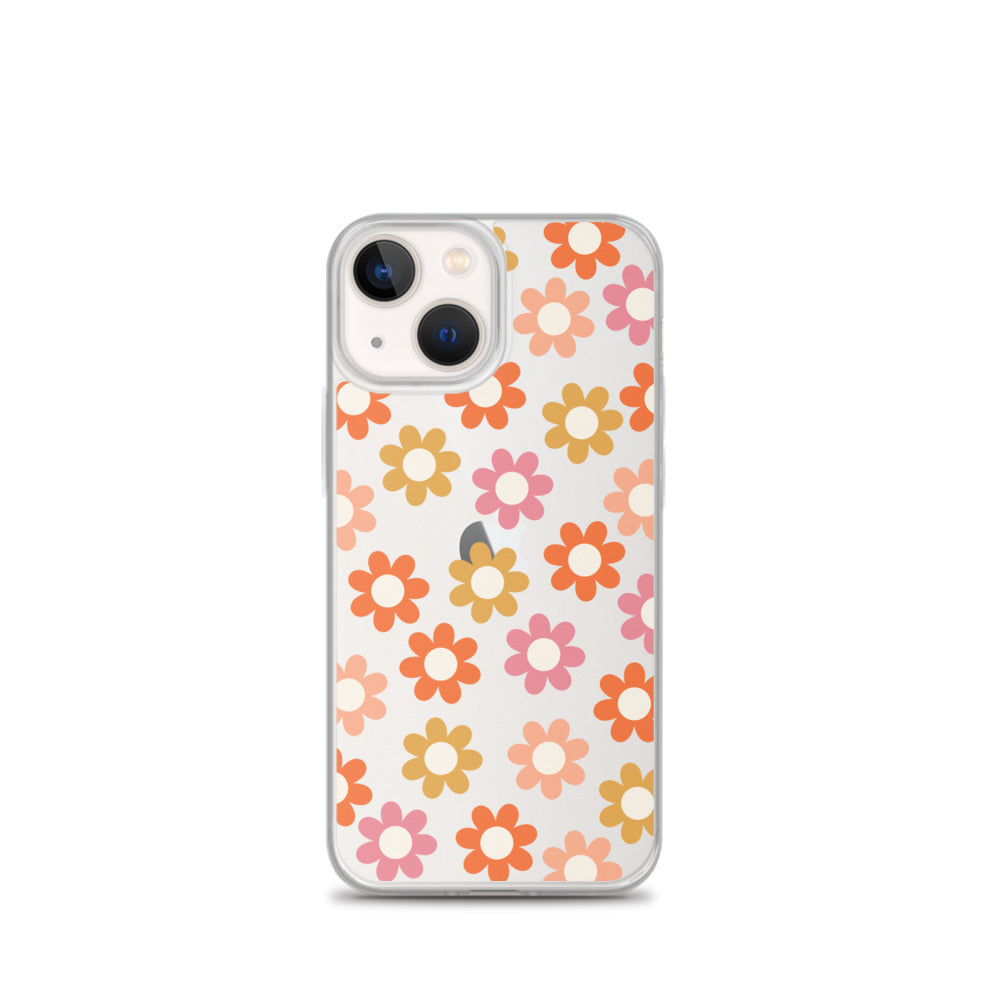 70s Hippie Floral iPhone Clear Case - HypeSheriff