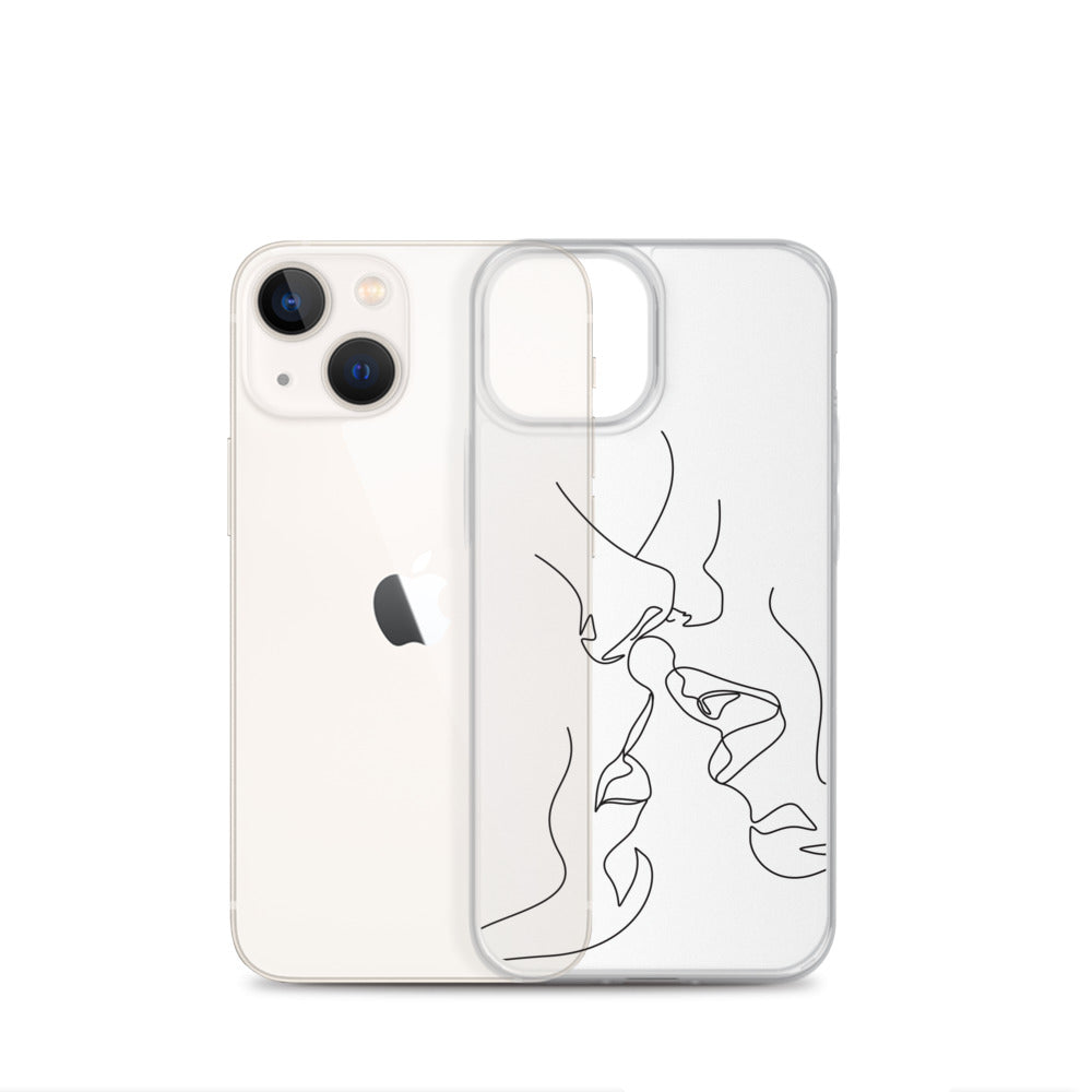 Love Kiss Line Art iPhone Case - HypeSheriff