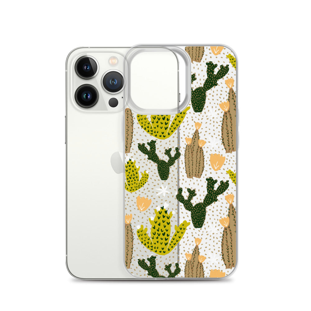 Green Cactus Clear iPhone Case - HypeSheriff