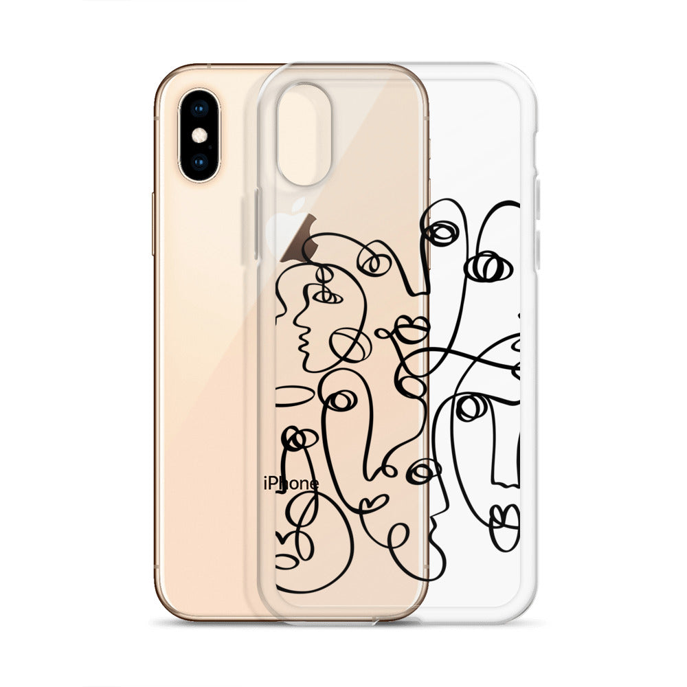 Line Art Faces iPhone Case - HypeSheriff
