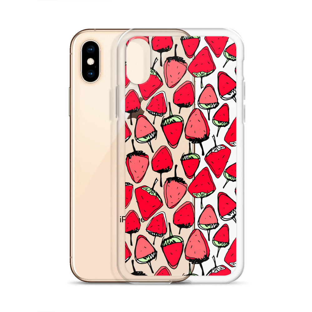 Red Strawberry Clear iPhone Case - HypeSheriff