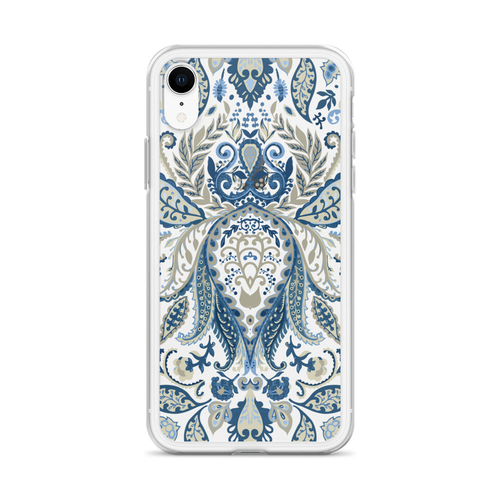 Blue Floral Ornaments iPhone Case - HypeSheriff