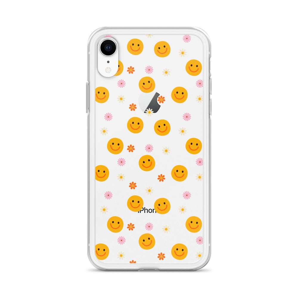 70s Retro Smiley Face Pattern iPhone Case - HypeSheriff