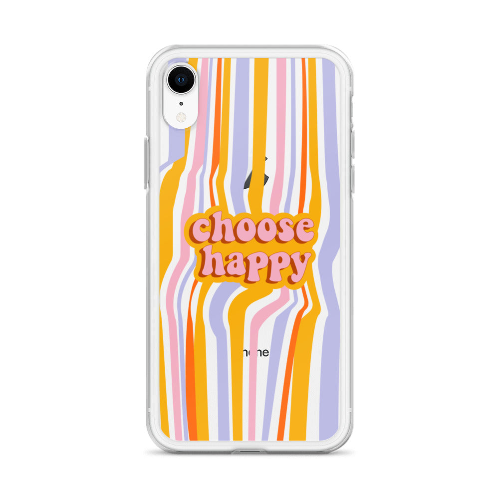 Choose Happy Retro iPhone Clear Case - HypeSheriff