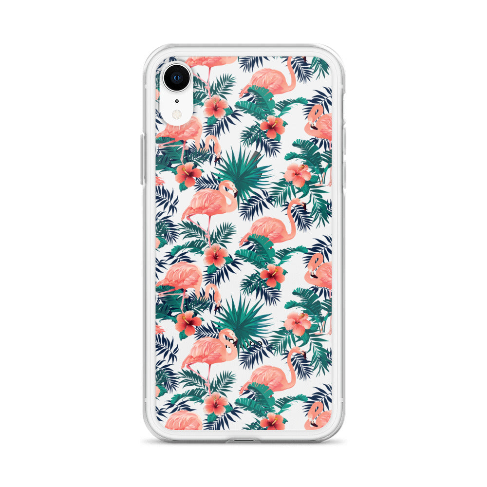 Pink Flamingo Tropical Pattern iPhone Case - HypeSheriff
