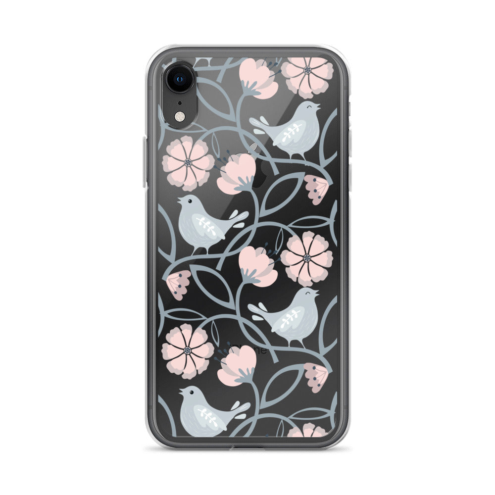 Grey Nature Birds Artistic iPhone Case - HypeSheriff