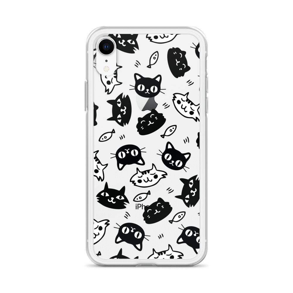 Black&White Cats Pattern iPhone Case - HypeSheriff
