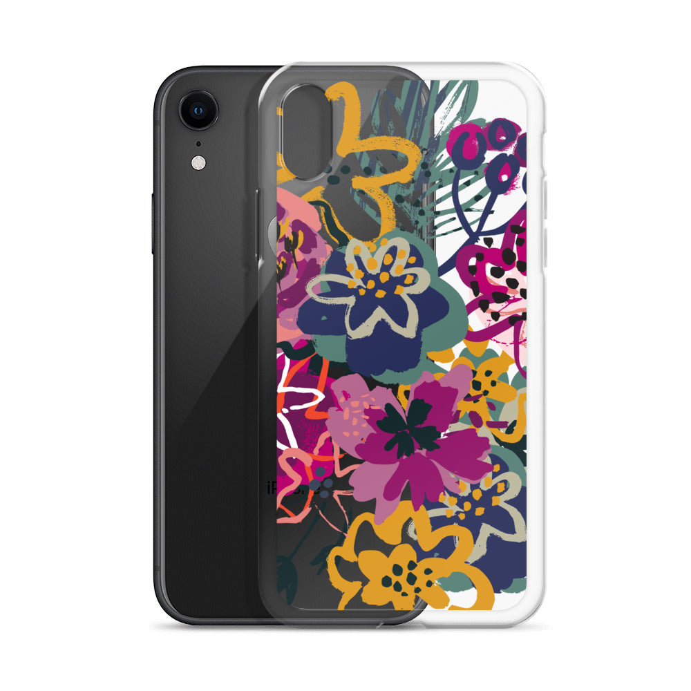 Retro Floral Clear iPhone Case - HypeSheriff