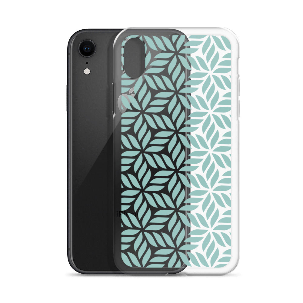 Mint Geometric Floral iPhone Case - HypeSheriff