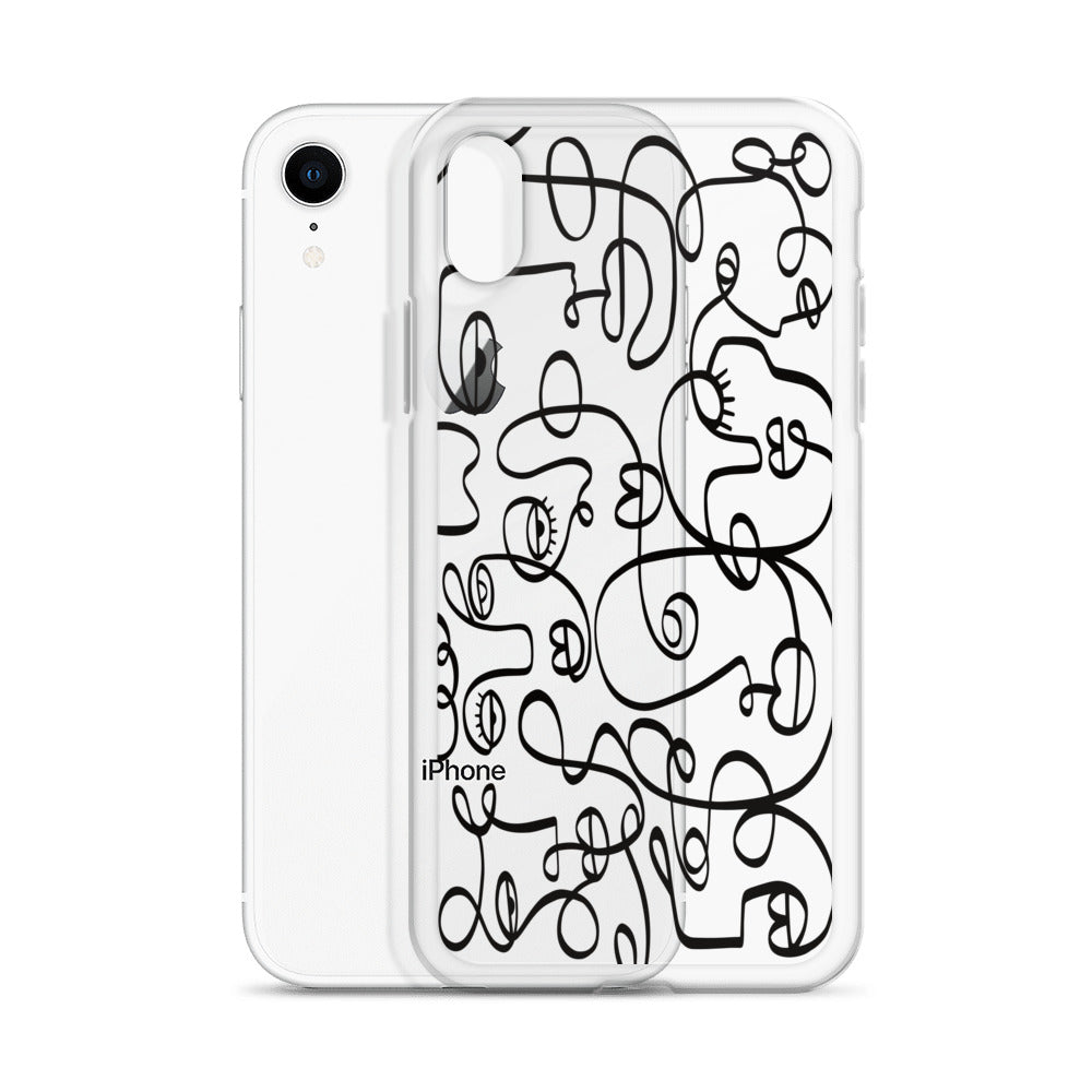 Line Art Faces iPhone Case - HypeSheriff
