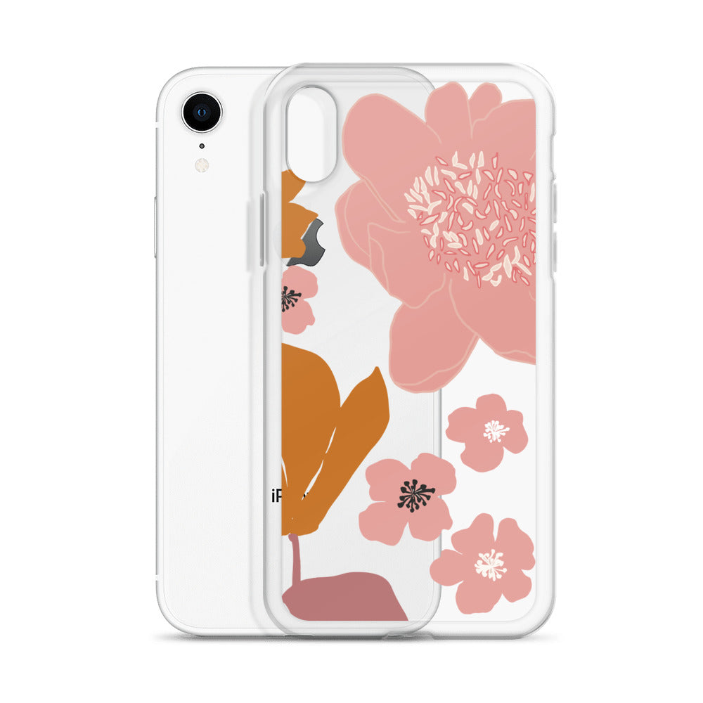 Pink Flowers Clear iPhone Case - HypeSheriff
