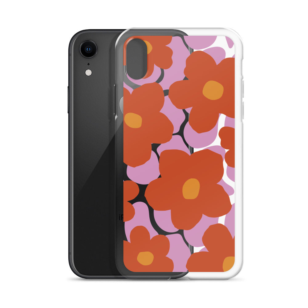 70s poppies drawing - iPhone Clear Case - HypeSheriff