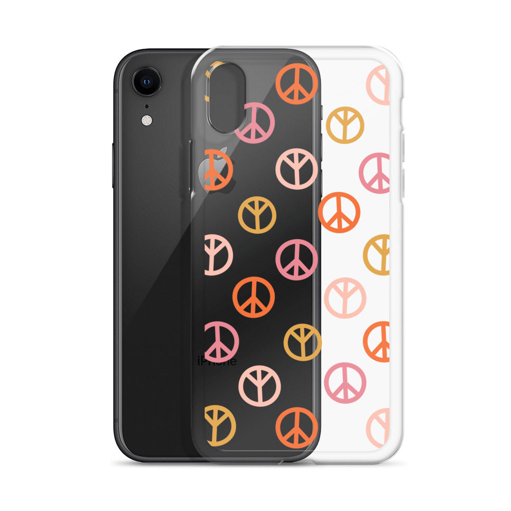 Retro Love&Peace iPhone Clear Case - HypeSheriff