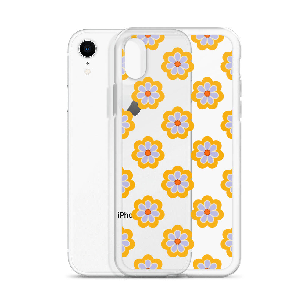 60s 70s Floral iPhone Clear Case - HypeSheriff