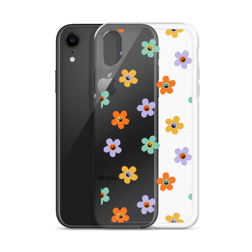 Happy Retro Flowers 60s iPhone Case - HypeSheriff