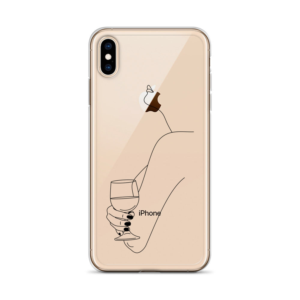 Line Art Woman Wine iPhone Case - HypeSheriff