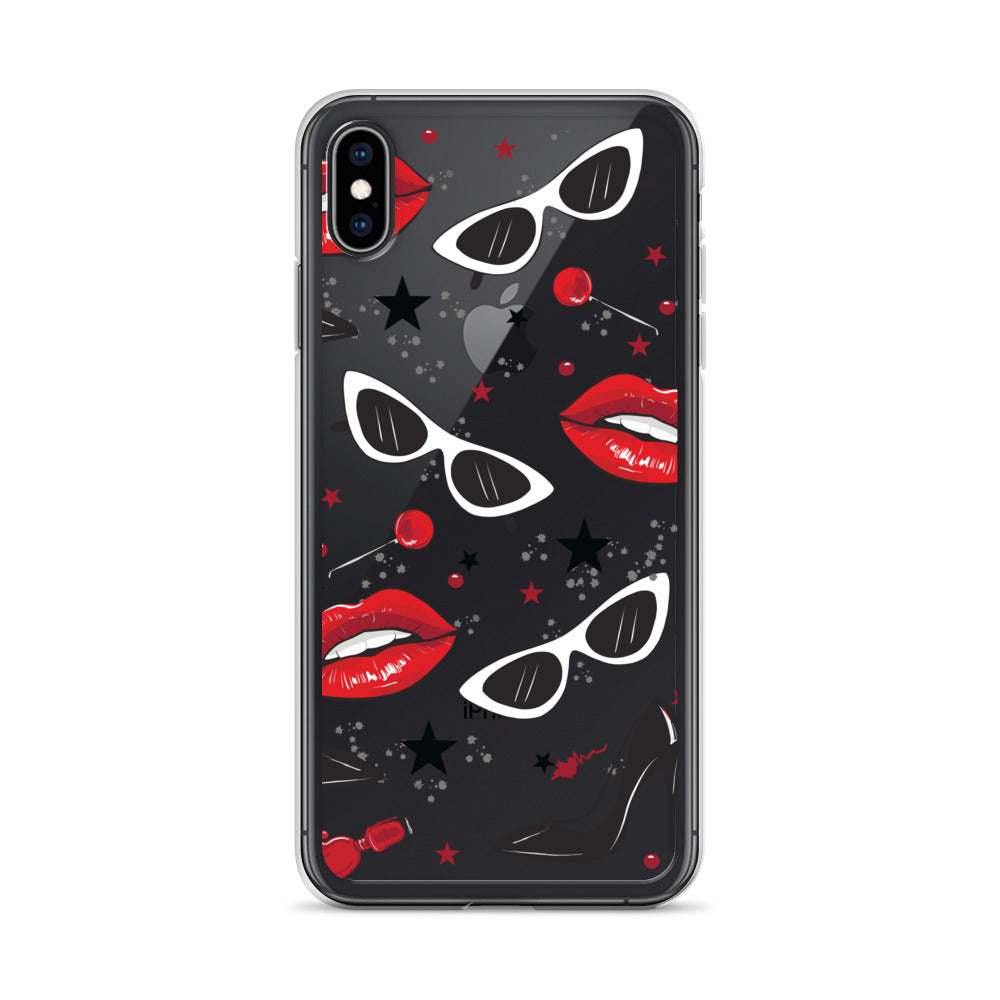 Red Lips Fashion iPhone Clear Case - HypeSheriff