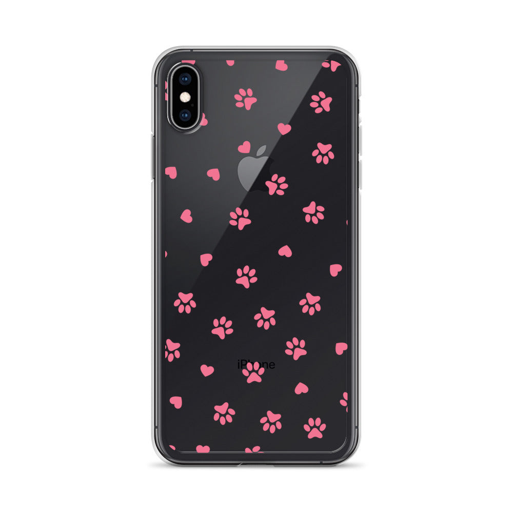 Cute Pink Tiny Paws with Hearts iPhone Case - HypeSheriff