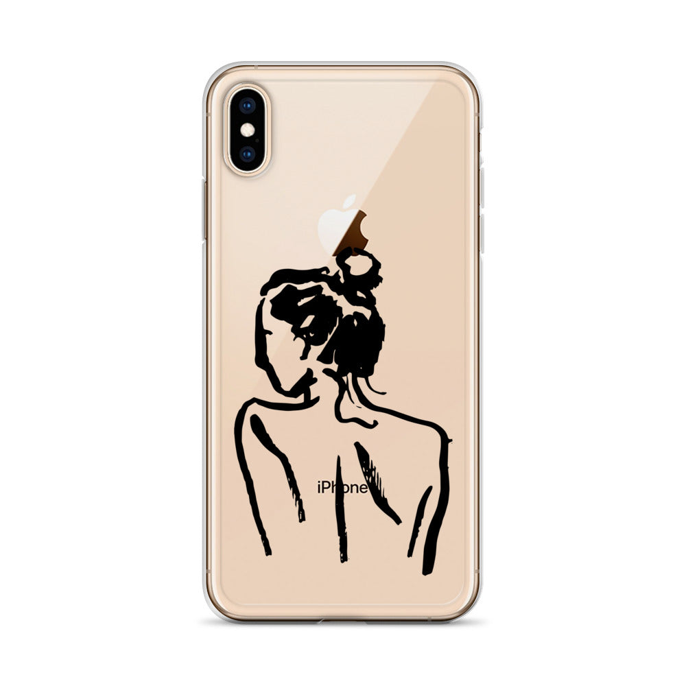 Line Art Woman Minimalist Clear iPhone Case - HypeSheriff