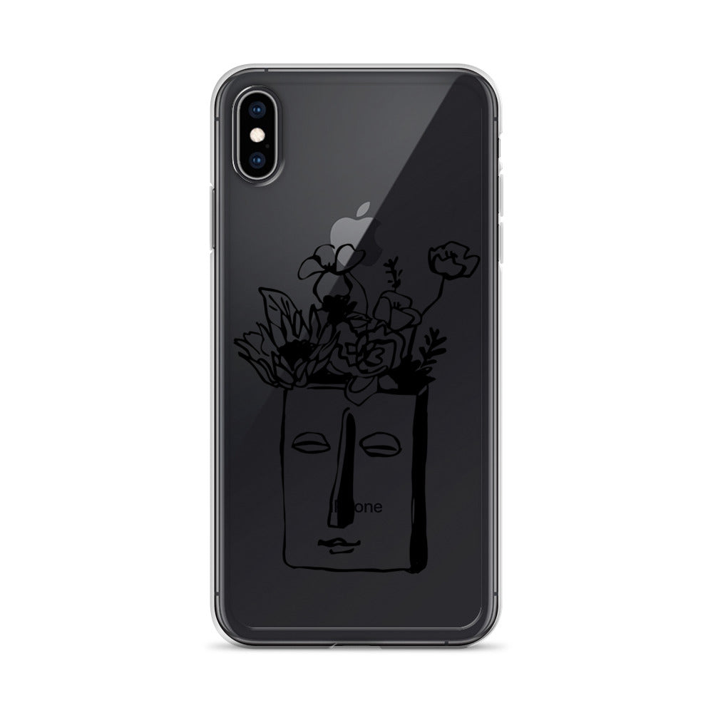 Line Art Face Flower Bouquet iPhone Case - HypeSheriff
