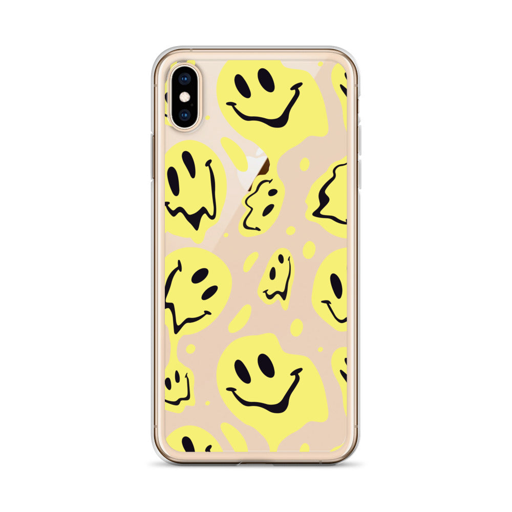 Distorted Yellow Smiling Faces iPhone Case - HypeSheriff