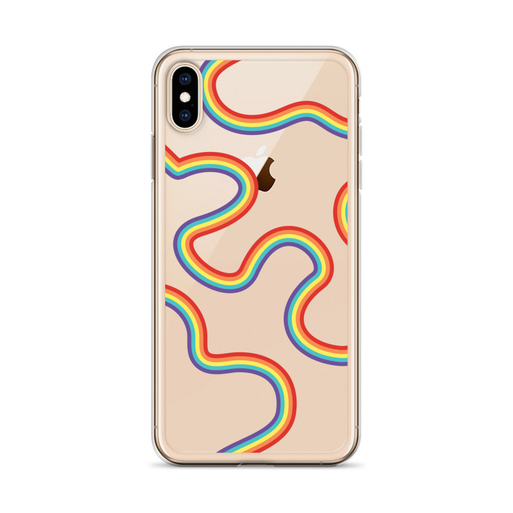 Abstract Rainbow Lines Clear iPhone Case - HypeSheriff