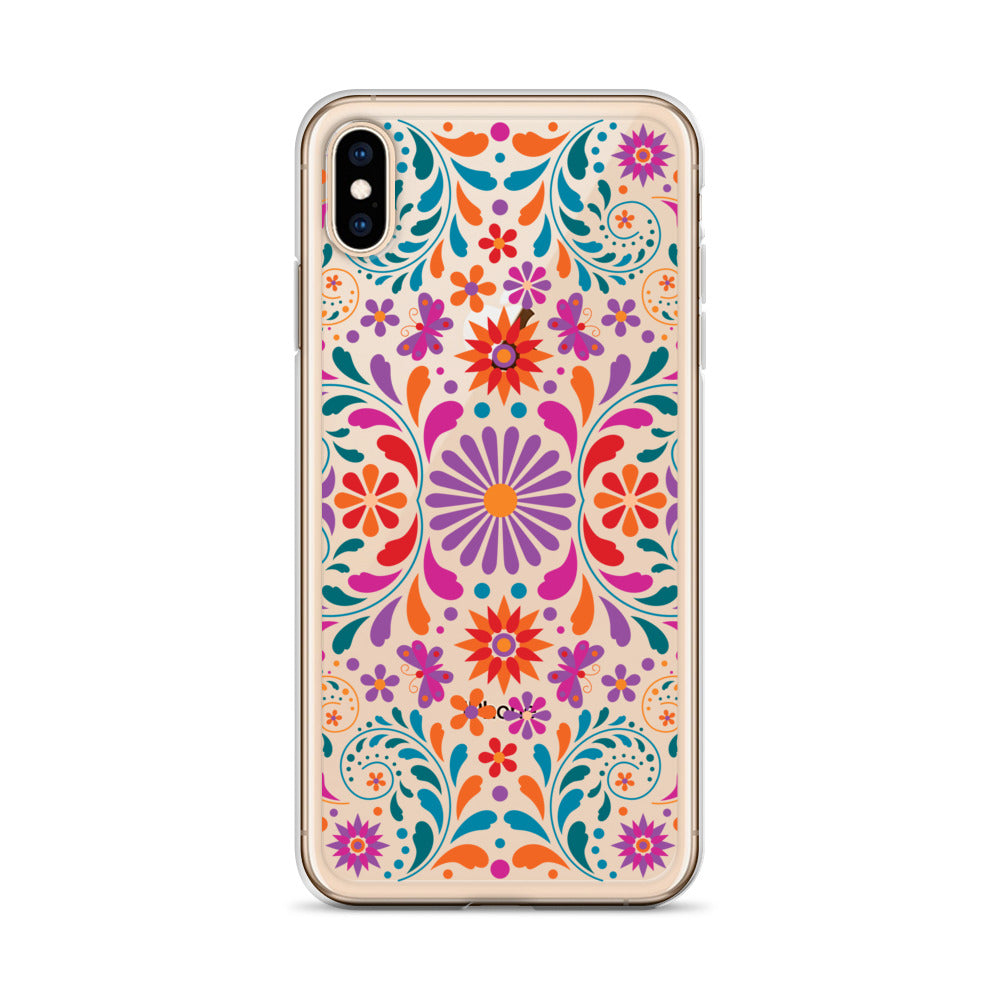 Colorful Mexican Floral Clear iPhone Case - HypeSheriff