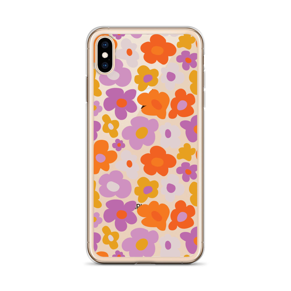 Retro 60s 70s Flower Clear iPhone Case - HypeSheriff