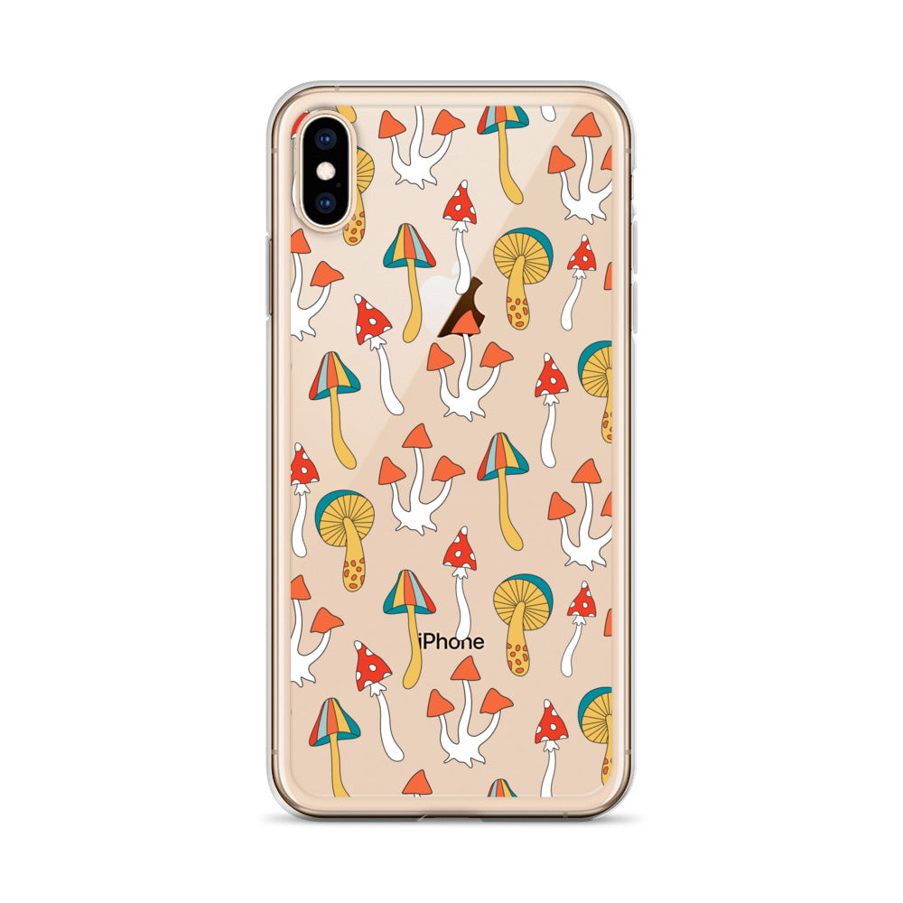 Groovy Mushrooms 70s Clear iPhone Case - HypeSheriff