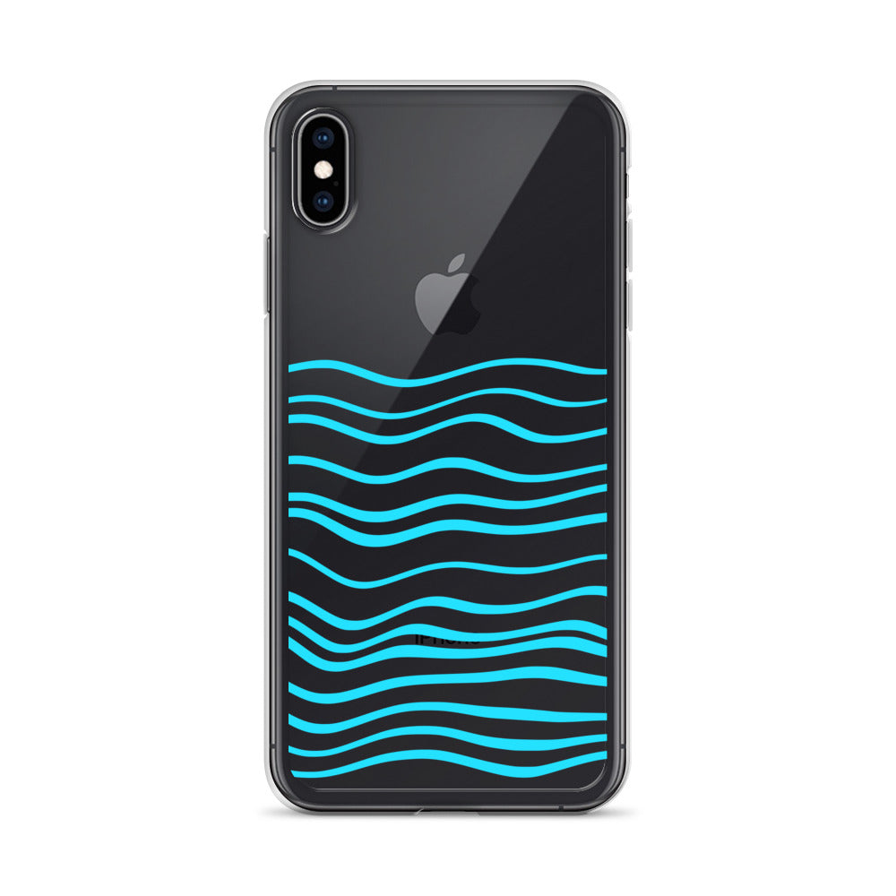 Blue Sea Line Art Clear iPhone Case - HypeSheriff