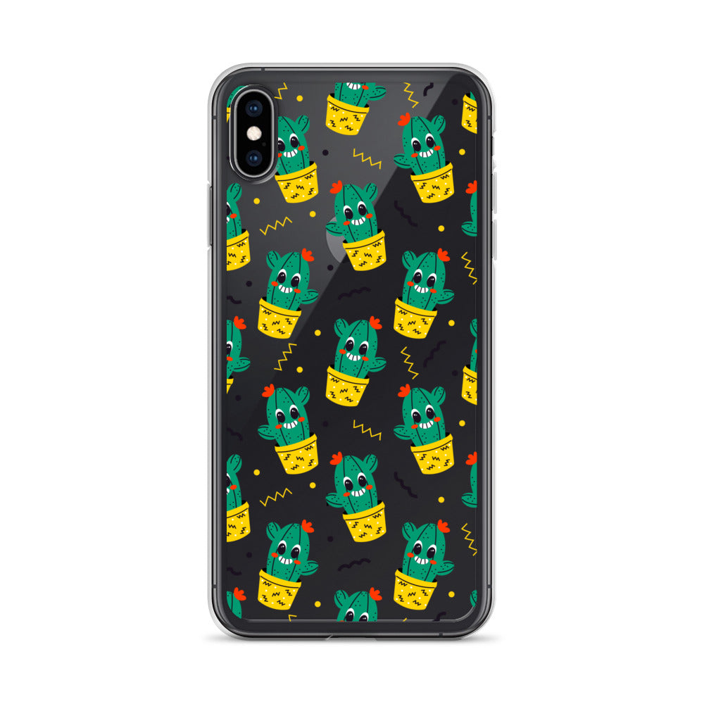 Funny Happy Cactus Pattern iPhone Case - HypeSheriff