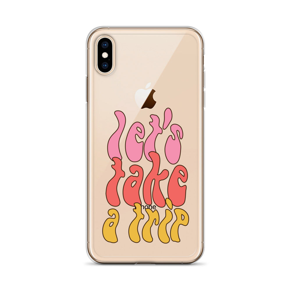 Retro Hippie 70s Trip Clear iPhone Case - HypeSheriff
