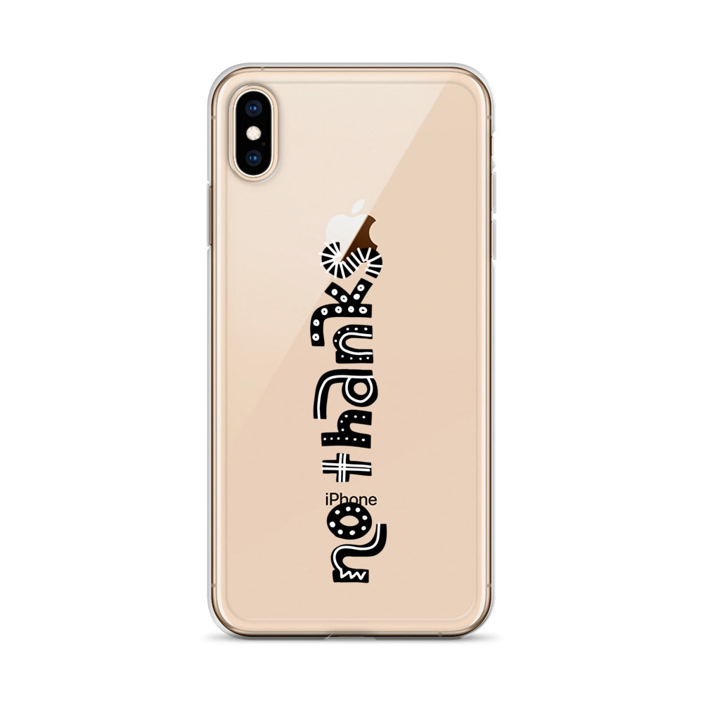 No Thanks, Minimalist Clear iPhone Case - HypeSheriff